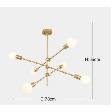 LÁMPARA TECHO LTMM6N09 DORADO MONACO 6 SOCKETS - 2