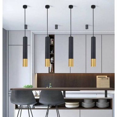 LÁMPARA TECHO LTDSTNE2 NEGRO CON DORADO COLGANTE TUBULAR SLIM