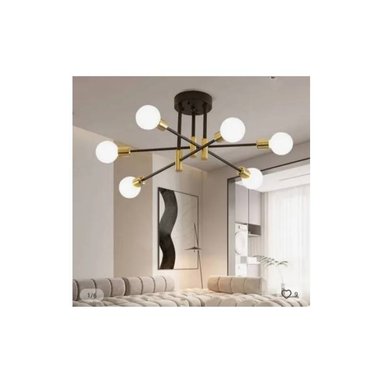 LÁMPARA COLGANTE LACP6FEDO NEGRO CON DORADO CORELA INCLUYE 6 FOCOS