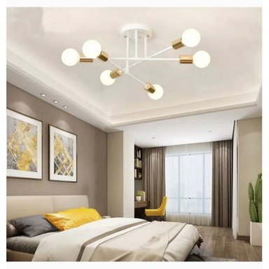 LÁMPARA TECHO CEMLIGHTING LTC8BBD1 MULTICOLOR GETAFE BLANCO CON DORADO SOCKETS