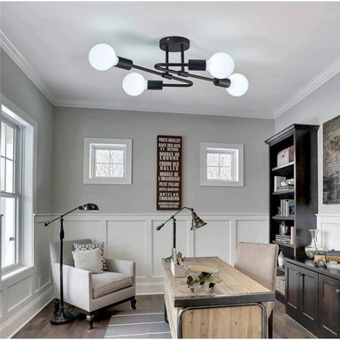 LÁMPARA COLGANTE LACSNCFT NEGRO STYLE LUCES INCLUYE 4 FOCOS