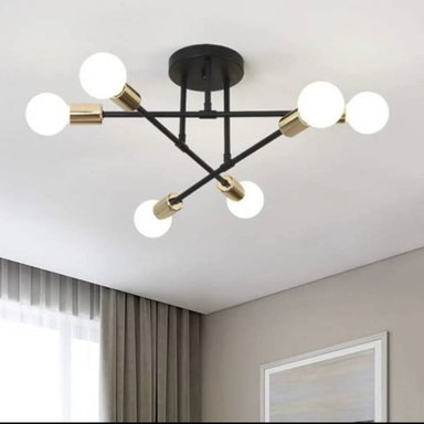 LÁMPARA COLGANTE LTAASFD04 MULTICOLOR GETAFE NEGRO CON DORADO INCLUYE 6 FOCO TRICOLOR