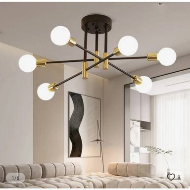 LÁMPARA COLGANTE LAPND1EDO MULTICOLOR CORELA NEGRO CON DORADO 6 LUCES FOCOS