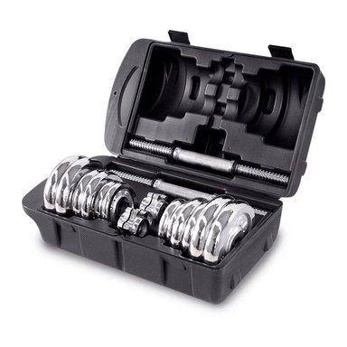 SET PESAS LD20-125 ACERO 20KG CROMADAS MANCUERNAS ADAPTADOR