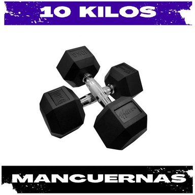 JUEGO 2 MANCUERNAS 10KG HEXAGONAL NEGRO