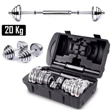 SET 20G PESAS ACERO CROMADAS CON ACCESORIOS