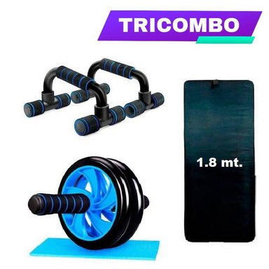 SET FITNESS COLCHONETA 1.8 + RUEDAS Y PUSH AZUL