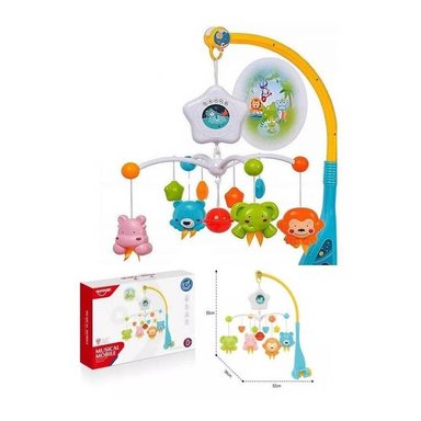 MOVIL MUSICAL CUNA BEBE CON PROYECTOR CELESTE - 1