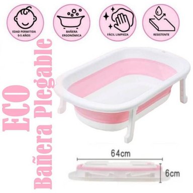 TINA BAÑERA ECO ROSADO PLEGABLE RESISTENTE