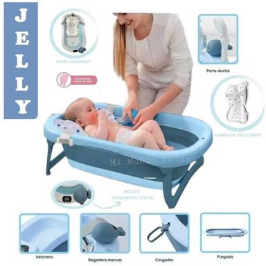 TINA BAÑO CON TERMÓMETRO Y ROCIADOR AZUL