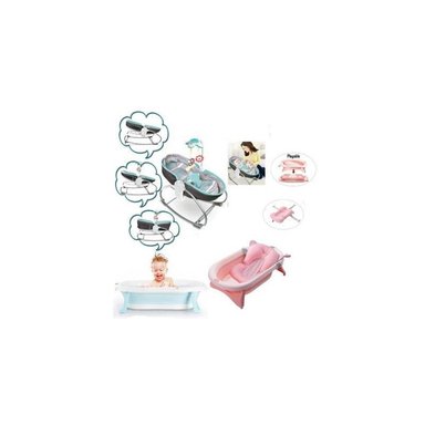 MECEDORA MULTIFUNCIÓN Y TINA PLEGABLE CON COJÍN ROSA