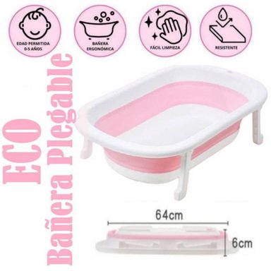 TINA BAÑERA ECO ROSADO PLEGABLE RESISTENTE