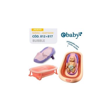 BAÑERA CON ADAPTADOR BUBBLE 812817 MULTICOLOR EBABY PLEGABLE
