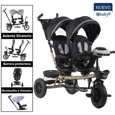 EBABY TRICICLO MELLICERO LAZZO DUO EB302 NEGROGRIS - 1
