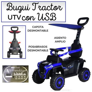 CORREPASILLOS CON EMPUJADOR BUGUI TRACTOR CON USB AZUL