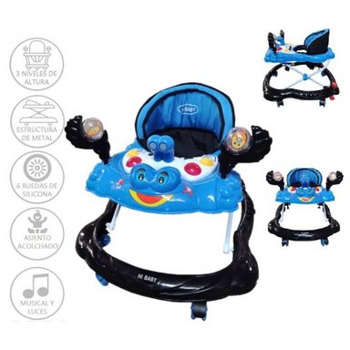 ANDADOR HI BABY MUSICAL Y LUCES CANGREJO AZUL Y NEGRO