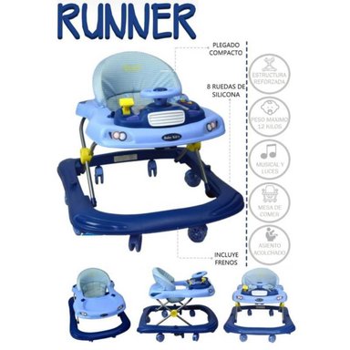 ANDADOR BABY KITS MUSICAL RUNNER 3 NIVELES DE ALTURA AZUL