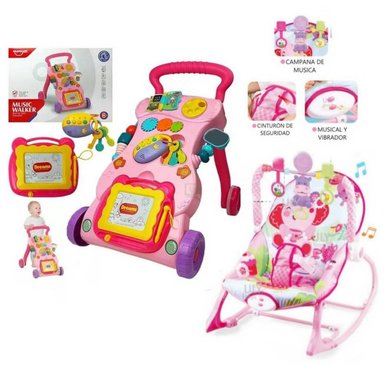 ANDADOR MECEDORA MUSICAL ELEFANTITO ROSADO Y MUSICAL ROSADO