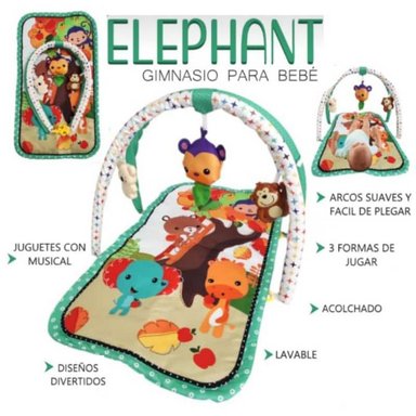GIMNASIO MAT PARA BEBES ELEPHANT CON JUGUETES COLGANTES VERDE