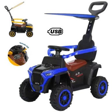 CORREPASILLOS EVEZO 351 AZUL CUATRIMOTO MUSICAL CON LUCES Y SOMBRILLA CON USB