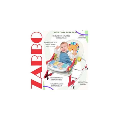 MECEDORA IDEAL MUSICAL CON PIANO Y RUEDAS ROJO