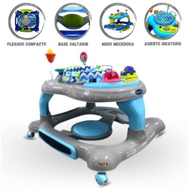 ANDADOR BABY KITS SALTARÍN CENTRO DE ACTIVIDADES 360° GRIS Y CELESTE