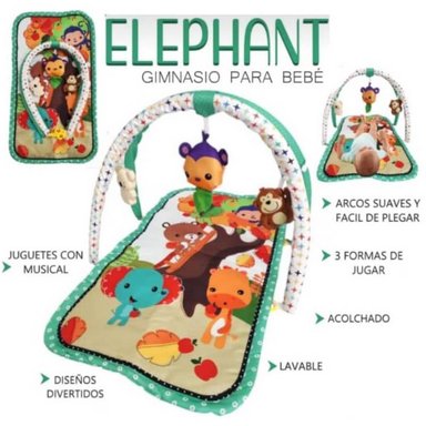 GIMNASIO MAT PARA BEBES CON JUGUETES COLGANTES VERDE