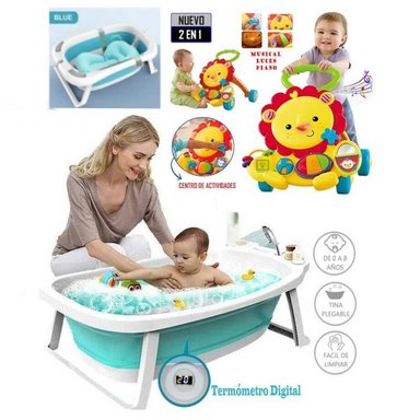 ANDADOR IDEAL COMBO BAÑERA PORTÁTIL AZUL Y MUSICAL 2EN1 LEÓN