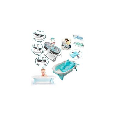 MECEDORA IDEAL MULTIFUNCIÓN CELESTE Y TINA PLEGABLE CON COJÍN