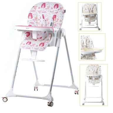 SILLA COMER EBABY HARRIET ROSADO CON LLANTAS DE FRENO DISEÑADO