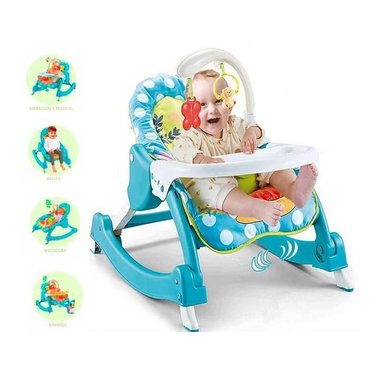 SILLA COMER IDEAL CHAIR 3 EN 1 CELESTE MECEDORA 3 EN 1 VIBRADOR Y TOYS