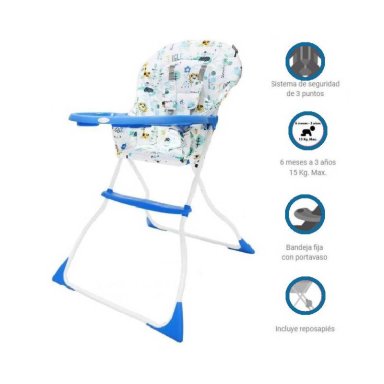 SILLA COMER EBABY CASSIE AZUL PARA BEBE