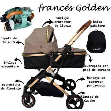 COCHE MOISÉS FRANCÉS GOLDEN PORTABIBERON MULTICOLOR