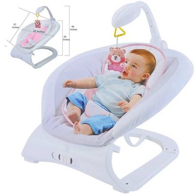 SILLA COMER BAUNCER 3D ROSADO MECEDORA MUSICAL CON VIBRADOR BLANCO