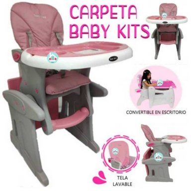 SILLA COMER BABY KITS 3 EN 1 ROSA SILLA CON CARPETA COMER/ESTUDIAR/JUGAR