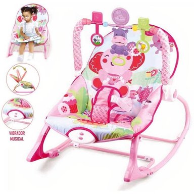 SILLA COMER IDEAL ELEFANTITO ROSADO MECEDORA MUSICAL CON VIBRADOR