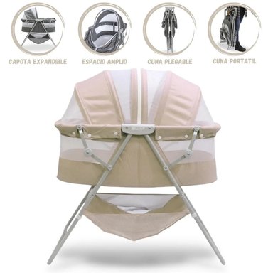 CUNA EBABY DOLLY BEIGE PLEGABLE PORTÁTIL