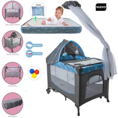 CUNA CORRAL MECEDORA EBABY DACORA MULTICOLOR