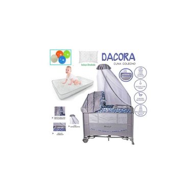 CUNA CORRAL EBABY DACORA MULTICOLOR Y COLCHÓN CON PELOTAS