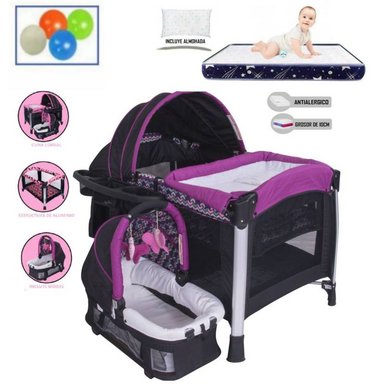 CUNA CORRAL EBABY ZYBELA MULTICOLOR CON CAMBIADOR CON PELOTAS
