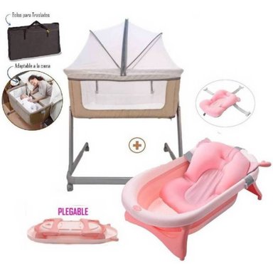 CUNA COLECHO EBABY MARION MULTICOLOR CON ADAPTADOR A LA CAMA BEIGE Y TINA
