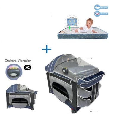 CUNA BABY KITS VERONICA PLUS METAL AZUL COLCHON CON 2 NIVELES