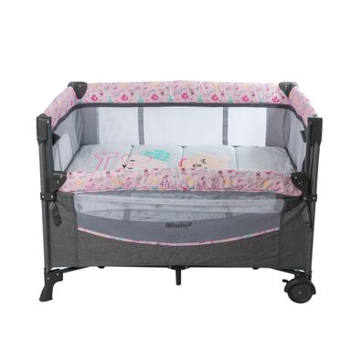 CUNA CORRAL EBABY NALA ROSADO Y COLCHÓN - 3