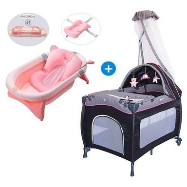 CUNA CORRAL EBABY SALLY TINARS MULTICOLOR + TINA PLEGABLE