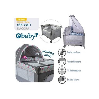 CUNA CORRAL EBABY LIGHT750-1 MULTICOLOR CON CAMBIADOR