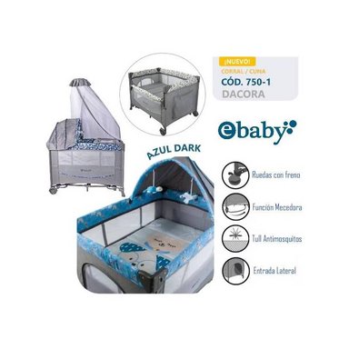 CUNA CORRAL EBABY DARK750-1 MULTICOLOR CON CAMBIADOR
