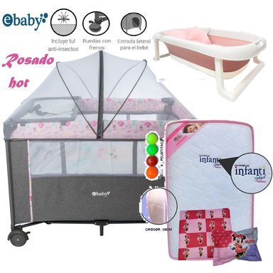 CUNA CORRAL EBABY HOT751-1 MULTICOLOR NALA 751-1 + CAMBIADOR CON CINTURÓN