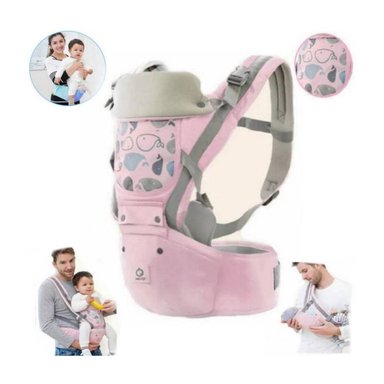CANGURO PARA BEBÉ ERGONÓMICO BALLENA 3 EN 1 ROSADO