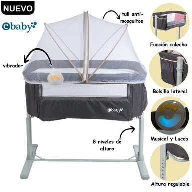 CUNA BABY HAPPY 756 METAL ROSADO COLECHO TAMI MUSICAL ANTI MOSQUITOS