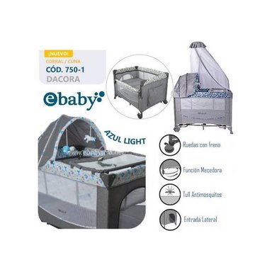 CUNA CORRAL MECEDORA EBABY DACORA MULTICOLOR CON CAMBIADOR